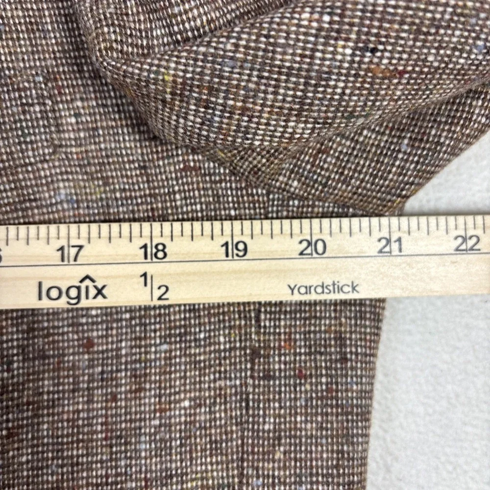 Asher‎ USA Made Sport Coat Mens 42R Brown Textured Tweed Leather Buttons